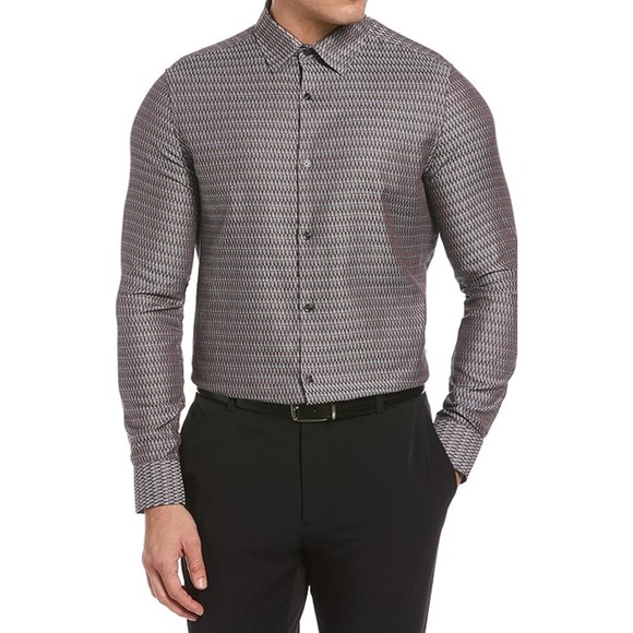 Perry Ellis Men's Triangle Print Button-Down Shirt * L Jacquard Elegance M1307 - Picture 1 of 5